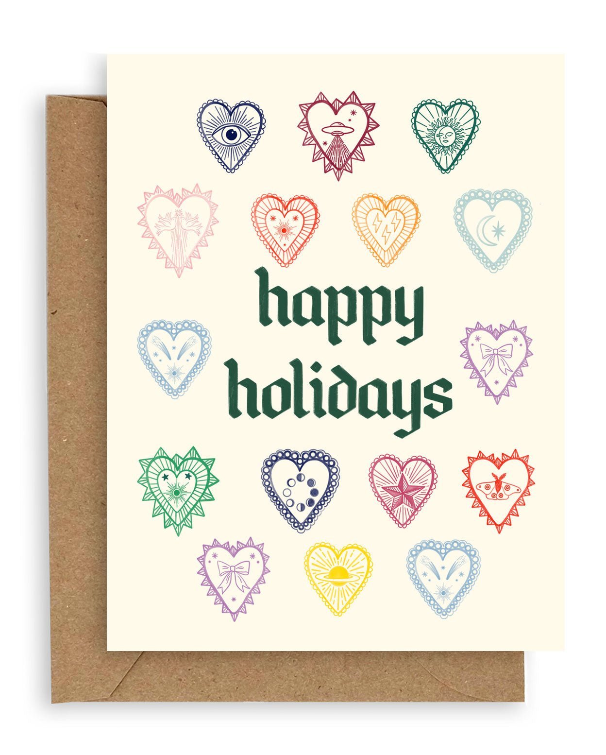 Heart Charms Happy Holidays Card