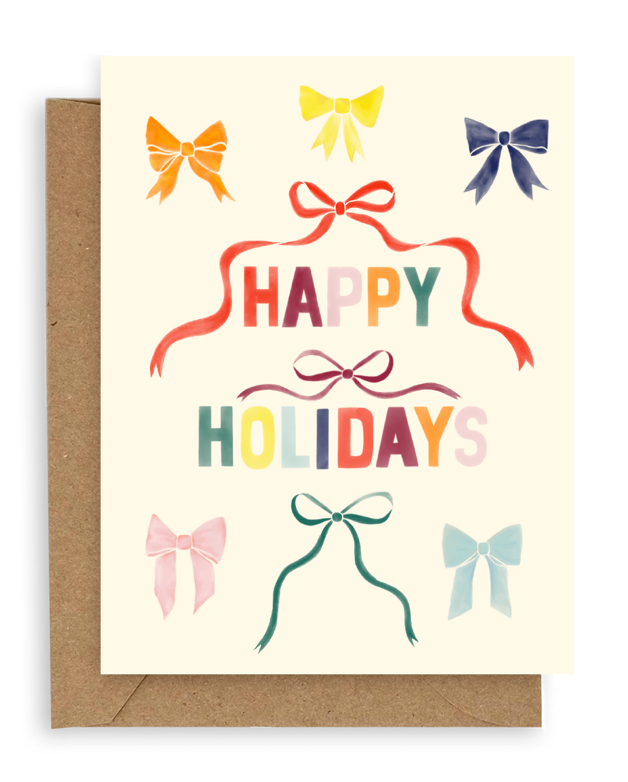 Rainbow Bows Happy Holidays Card