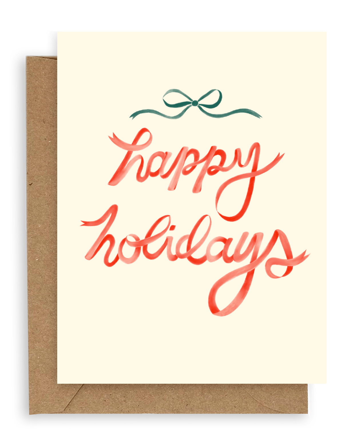 Red Ribbon Happy Holidays Card