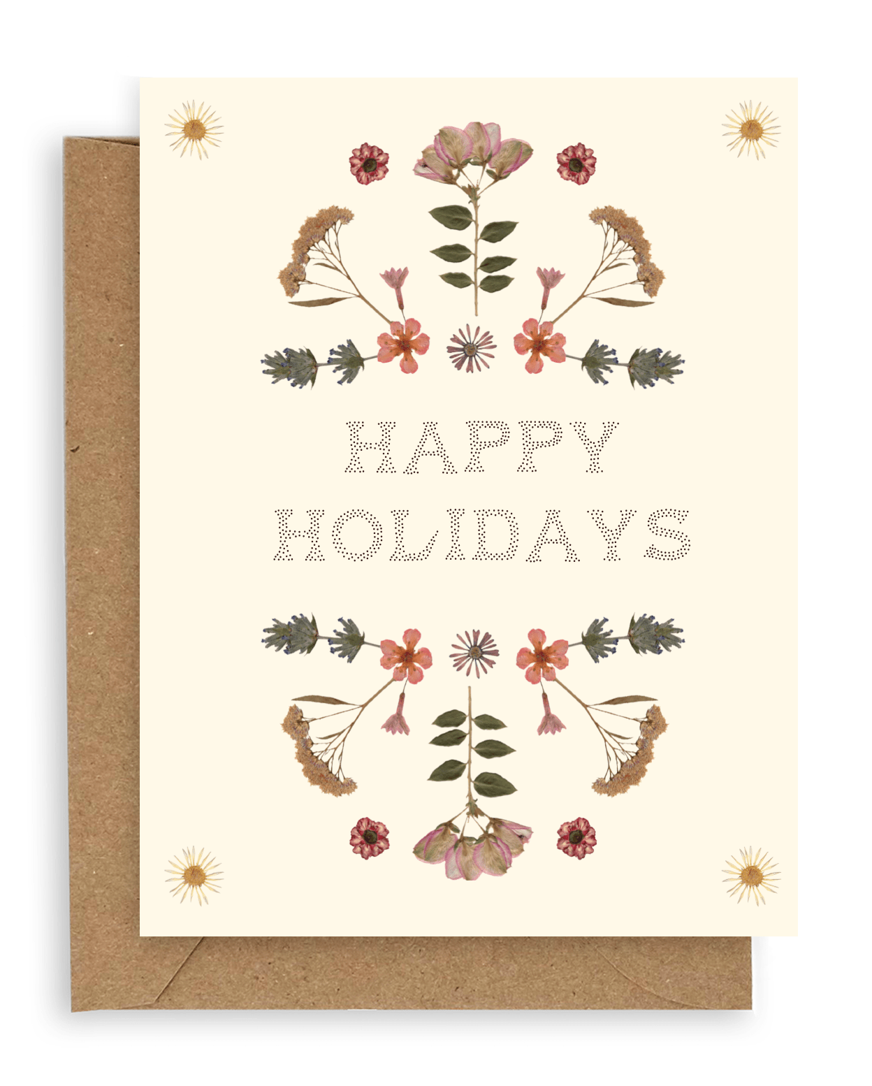 Pressed Flowers Happy Holiday Card