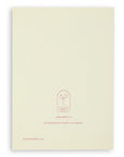 Rear view of "Rainbow Cake HBD" cream colored card with Adelfi logo, website, LLC name, and location printed in pink.