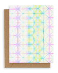 Pink, Yellow, and Blue tie dye. Shown with kraft envelope.