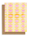 Pink, yellow, and orange tie dye. Shown with kraft envelope.