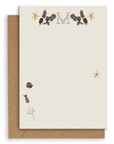 Adelfi monogram "M" notecard with kraft envelopes on a white background.