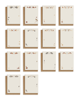Adelfi monogram notecards featuring letters "M" through "Z" with kraft envelopes on a white background.