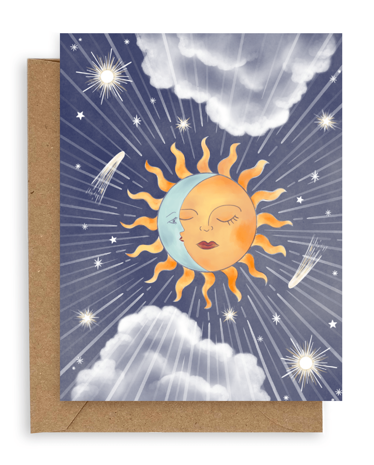Clouds Sun Moon Blank Card