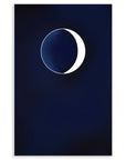 Waxing crescent moon against a dark blue background.