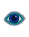 A single green, purple and blue Evil Eye soft touch sticker on a white background.